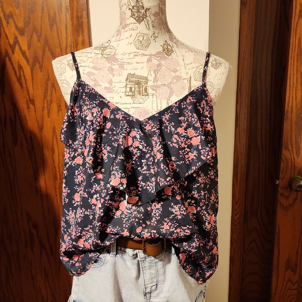 SHEIN Pink and Purple Flutter Sleeve Camisole